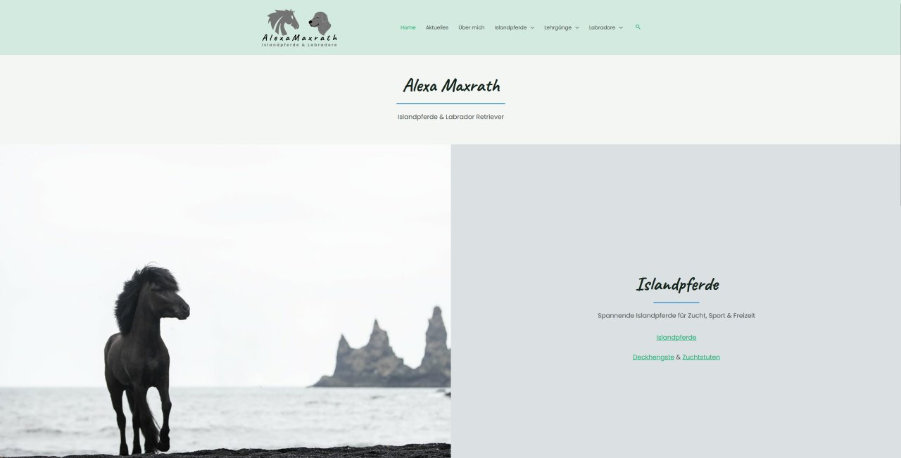 Website Alexa Maxrath — Islandpferde & Labrador Retriever